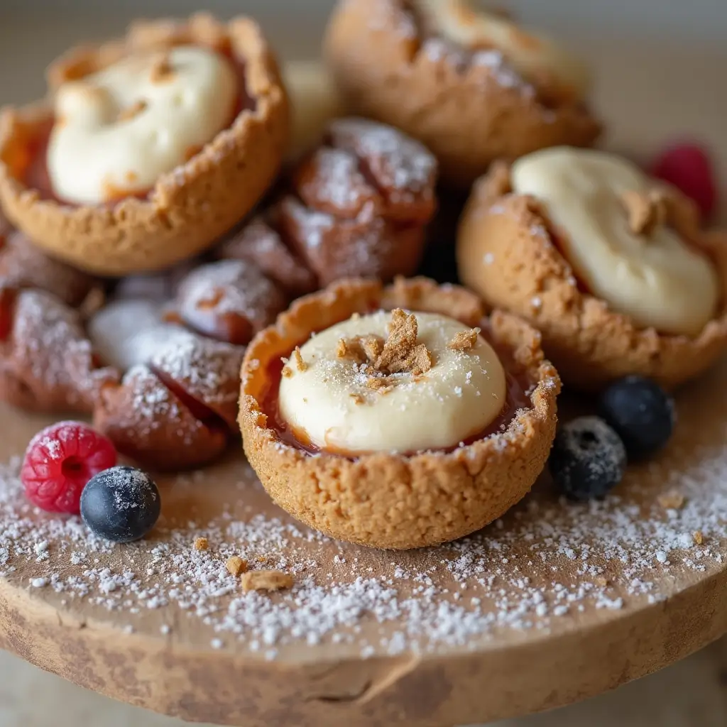 No-bake vegan cheesecake with a nutty crust and fresh berry topping, served on a rustic wooden table.