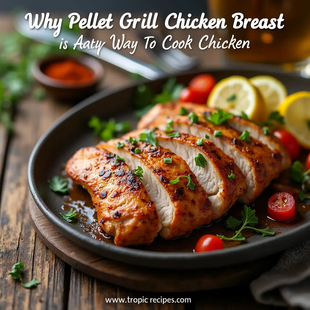 Juicy and flavorful pellet grilled chicken breast served with fresh vegetables.