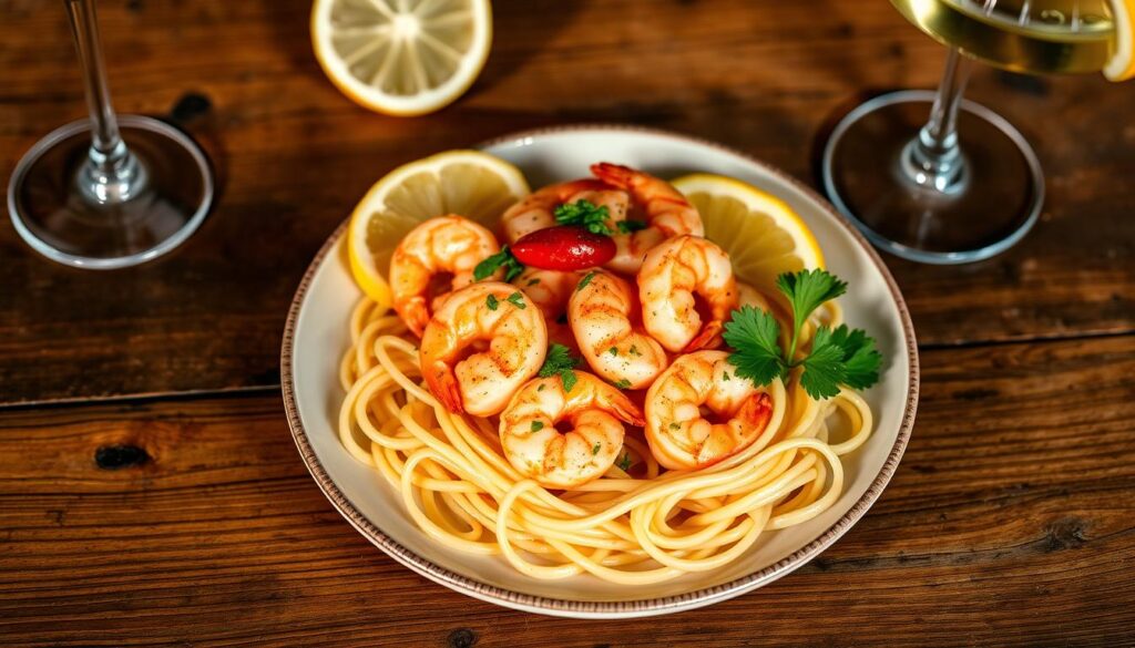 Red Lobster Shrimp Scampi Recipe shrimp scampi with linguine topped with herbs and parmesan