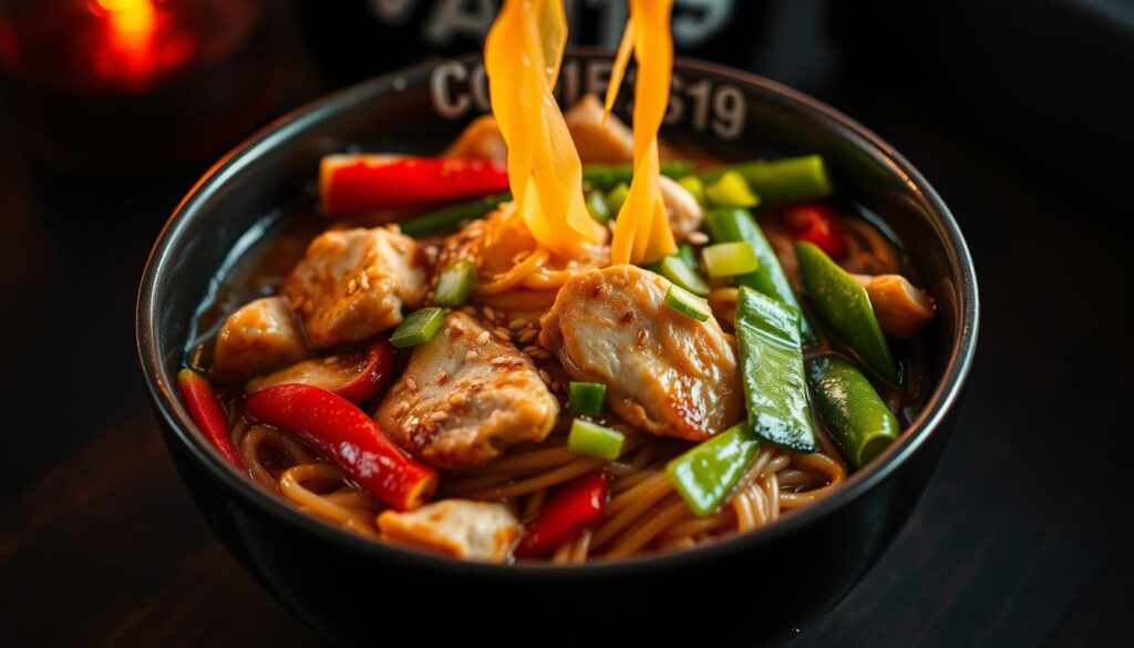 Spicy Asian Chicken Noodle Dish