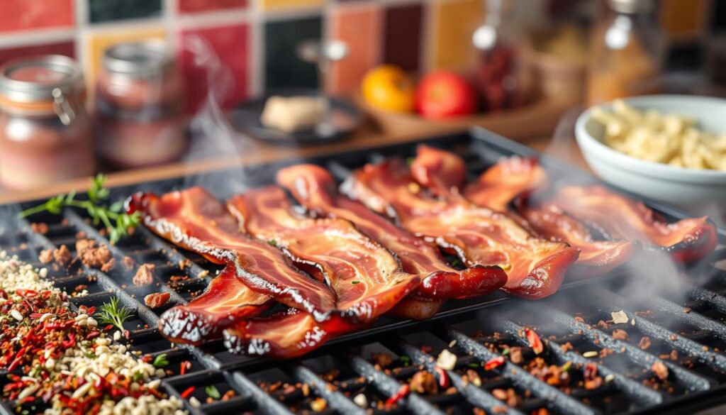 Beef Bacon in a Cast Iron Skillet